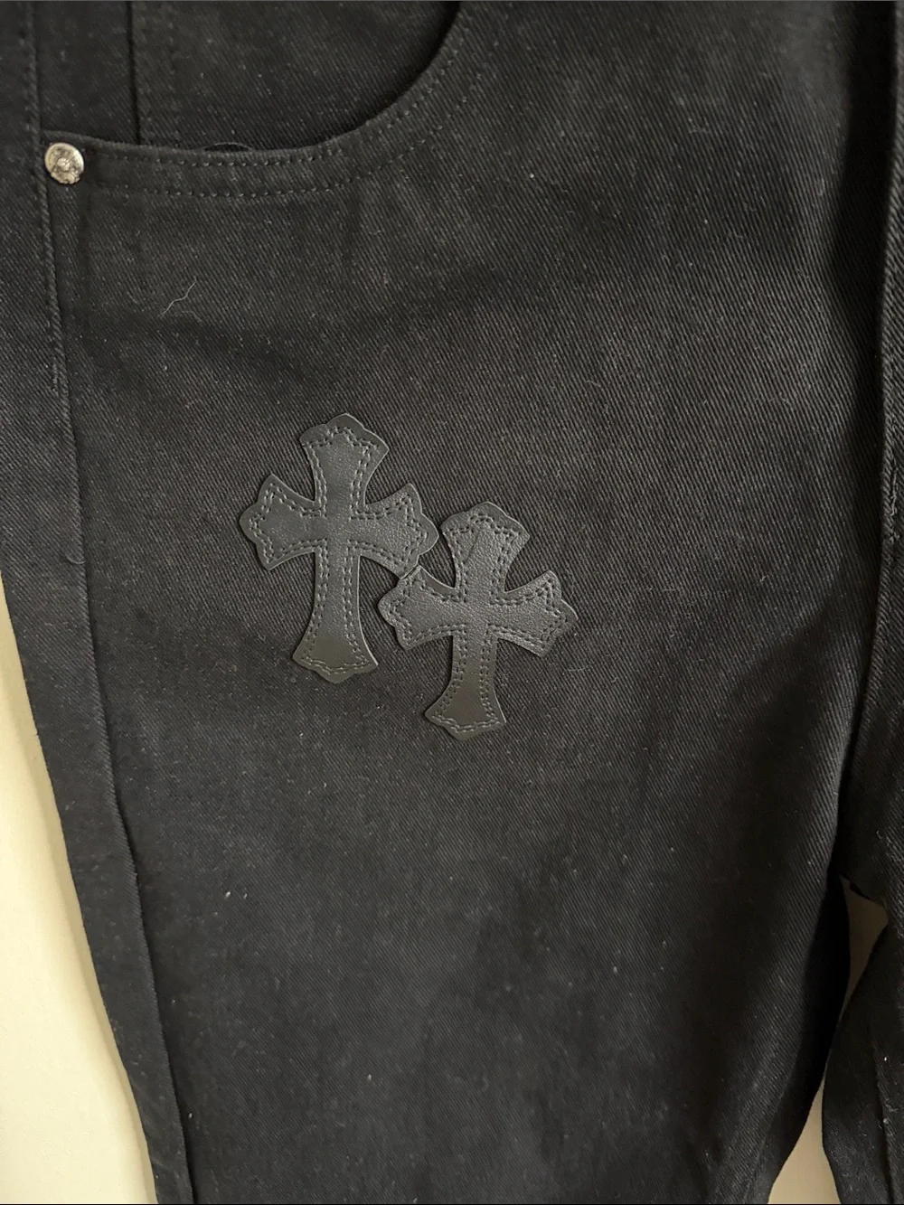Men's Black Cross Accent Pants